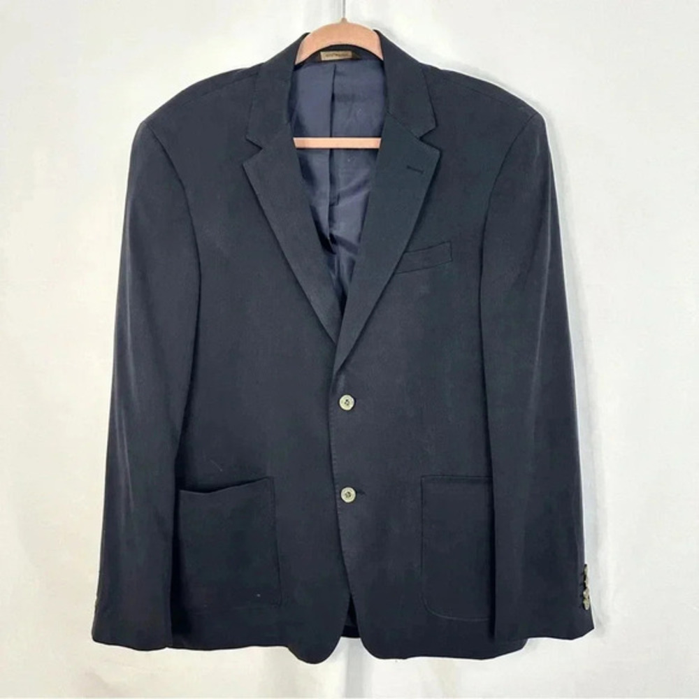 Tasso Elba Men’s Blazer Suit Coat Size Large 42/44 Silk Blend Navy Blue Career